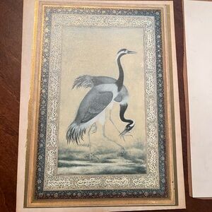 Two cranes vintage gilded print